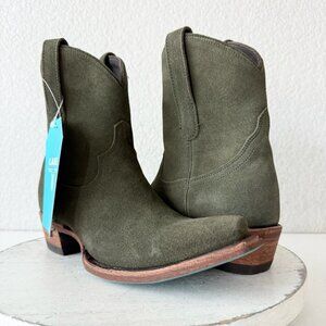 Lane EMMA JANE Womens Cowboy Bootie 6.5 Green Western Cowgirl Short Ankle Boots